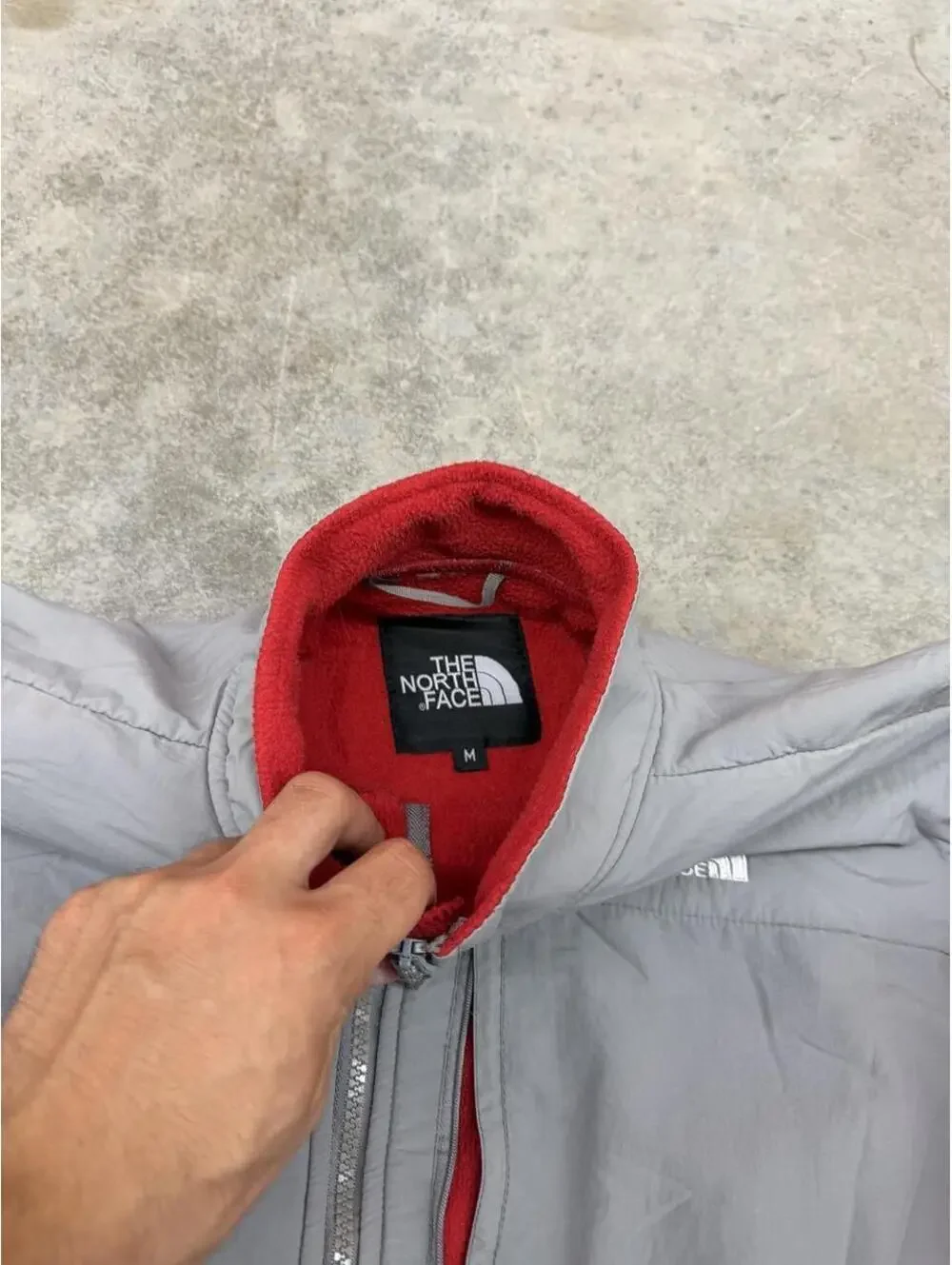 vintage the north face denali fleece red and grey jacket size medium